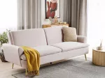 Beliani Trivietė i&scaron;skleidžiama sofa VETTRE, veliūrinė, &scaron;viesiai smėlio spalvos