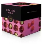 Pure Chocolate Pieni&scaron;ko &scaron;okolado triufeliai PURE su sūrio pyrago skonio grietinėlės užpildu ir avietėmis, 96g