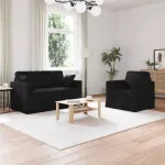 Sofa Sofos komplektas 2 vnt. Juoda Aksomas