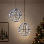 Kalėdų finialo &scaron;viesa 2 vnt. 400 LED &Scaron;alta balta &Oslash; 20 x 22 cm