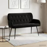 Dvivietė sofa su metalinėmis kojelėmis 2 vietos Juoda Aksomas