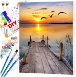 Tapyba pagal numerius su rėmu 40x50 cm &bdquo;Saulėlydis prie ežero&ldquo; TP46