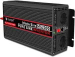 Novopal 2000 W automobilinis įtampos keitiklis -24 V 230 V gryno sinuso bangos su 2 eu lizdais ir usb prievadais + nuotolinis valdymas + akumuliatoriaus kabelis ir instrukcija