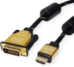 Roline auksinis monitoriaus kabelis dvi-hdmi st-st (24+1) dual link 5 m