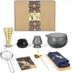 Artcome japoni&scaron;kas matcha arbatos rinkinys, matcha dubuo su snapeliu, matcha &scaron;luotelė, arbatos semtuvėlis, &scaron;luotelės laikiklis, matcha miltelių indelis, rankų darbo matcha ceremonijos rinkinys japonams