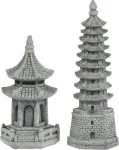Happyyyami mini pagoda zen &scaron;e&scaron;iakampių figūrėlės "pasidaryk pats" mikro kra&scaron;tovaizdžio fėjų sodo lėlių namelio ornamentai 2 vnt.