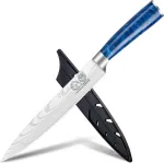 Xyj Authentic Since 1986, pjaustymo peilis 8 colių nerūdijančio plieno, lazerinis damasko ra&scaron;tas, dervos rankena, virtuvinis peilis su dėklu, dervos rankena, profesionalus japoni&scaron;kas &scaron;efo peilis
