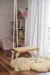 Stilingos ąžuolinės sūpynės XSMALL 40 cm ant virvių vaikams