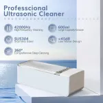 Ultragarso valymo įrenginys akiniams, ultragarsinis valiklis, 600 ml, 42 khz, ultragarsinis valiklis akiniams, papuo&scaron;alams, laikrodžiams, burnos apsaugoms, dantų protezams, kontaktiniams lę&scaron;iams, aligneriams