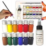 Farbex Marie's dažai audiniams, skirti pie&scaron;ti ant drabužių, 12 x 10 ml, teptukas, mediumas