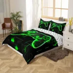 Geometrinis &bdquo;homewish&ldquo; antklodės užvalkalas vaikams, vaizdo žaidimų patalynės komplektas, žaidimų kambario dekoras, 135 x 200 cm, modernus 3d žaidimų pultelio antklodės užvalkalas berniukams, paaugliams, žaidėjų dovanų patalynės komplektai su 1 pagal ...