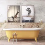 Gyvūnas vonioje drobės paveikslėliai dream bath plakatas, gyvūnų juodai balti sienų meno atspaudai minimalistinis namų dekoras - be rėmo (30 x 40 cm x 4 vienetai)