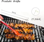 &Scaron;a&scaron;lykų ie&scaron;mai, nerūdijantis plienas, 25 vnt., kebabų ie&scaron;mai, nerūdijantis plienas, 25 cm, &scaron;a&scaron;lykų ie&scaron;mai, mėsos ie&scaron;mai, nerūdijantis plienas, daugkartinio naudojimo grilio kepimo, grilio priedai (25)