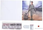 Crystal Art deimantinių atvirukų rinkinys - įvairių spalvų dekoracijos - kūrybiniai pomėgiai ir amatai - Star Wars Rey tema - 18 x 18 cm - nuo 8 metų