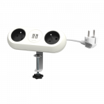 Orno Baldinis lizdas su tvirtinimo kron&scaron;teinu, USB pakrovėjas, 2 lizdai 2P + Z, 2xUSB, laidas 3x1,0mm? - 1,5 m, baltos spalvos