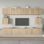 TV staliukas Televizoriaus spintelių komplektas, 6 dalių, ąžuolo, mediena