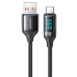 USAMS pintas kabelis U78 USB-C 1.2m LED 6A Fast Charging Juodos spalvos SJ544USB01 (US-SJ544)