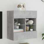 TV staliukas Sieninė TV spintelė su LED lemputėmis, betono, 58,5x30x60,5cm