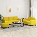 Sofa Sofos komplektas, 3 dalių, geltonos spalvos, aksomas