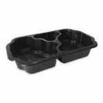 Multi Dėklas 3 skyrių maisto pakavimui namo 450/450/140 ml 250x159x45 mm PP juodas, 300 vnt./dėžutėje