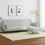 Dvivietė sofa-lova su pakoja, &scaron;viesiai pilkos spalvos, aksomas