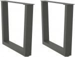 Kavos staliuko kojelės, V formos, 2 vnt., antracito spalvos, 50x(42-43,3) cm, plienas