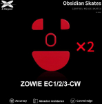 X-Raypad Obsidian Skates BenQ Zowie EC1-CW & EC2-CW & EC3-CW Raudona 2 vnt. (Raudoni) Pakaitiniai Pelė Feet