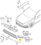 VAG NAUJOS ORIGINALIOS VW GOLF R-LINE MK7 13-16 APATINĖS KAIRĖS PUSĖS N/S GROTELĖS JUODOS SPALVOS 5G0853665G 041