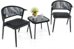Lauko baldų komplektas Promotions Lauko pintų baldų komplektas, 58x57x76 cm kėdė, 46x46x42 cm stalas, juoda