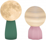 HOMCOM stalo lempų rinkinys su planetos i&scaron;vaizda, 3 spalvų, USB, plastikas, balta