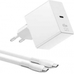 XPECT GaN 65W įkroviklis su 1.5m USB-C kabelis - bulk pakuotė, baltos spalvos