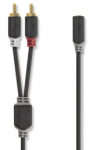 Nedis Stereo Audio kabelis 2x RCA (M) - jack 3.5 mm (F) 0.20 m juoda