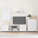 TV staliukas TV spintelių komplektas 4 pcs Balta Apdirbta mediena