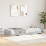 Lova Lovos rėmas Betono pilka 90 x 200 cm Apdirbta mediena