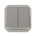 Legrand 069526L NAUJAS PLEXO 55 Dvigubas jungiklis/dvigubas mygtukas su ap&scaron;viestu mechanizmu 10 AX - 250 V AC pilka 069526L