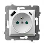 Ospel GP-1UZPUSBAC/m/00 ARIA Viengubas lizdas su įžeminimu ir srovės kelio skląsčiais, su USB A+C įkrovikliu, baltas GP-1UZPUSBAC/m/00