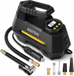AstroAI ne&scaron;iojamas automobilinis kompresorius, 12 V skaitmeninis padangų pripūtėjas, 100 psi, geltonas