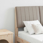 Apmu&scaron;ta lovos galvūgalis Taupe 120 cm Kietos pu&scaron;ies mediena