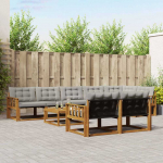 Lauko sofos komplektas 9 pcs Natūrali ir &scaron;viesiai pilka