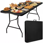 Sulankstomas maitinimo stalas BUFFET Juodas 200 cm
