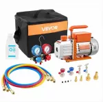 Vakuuminio siurblio ir matuoklių rinkinys automobilių &Scaron;VOK kondicionieriams, 4.5 CFM 127 L/min vienpakopis rotacinis, &Scaron;VOK vakuuminio siurblio komplektas, freono pildymo įranga