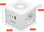 Huslog 12W Charging Station, 2 Outlets, 2 USB-C Ports, 1 USB Port, Baltas