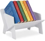 Relaxdays Stalo lentyna, balta, pasvirusi V formos, PVC