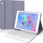 Winchking dėklas su klaviatūra, skirtas ipad 6-os kartos įrenginiui &ndash; klaviatūra su jutikline dalimi, skirta ipad 6-os/5-os kartos 2018/2017 9,7 colio įrenginiui, nuimamas belaidis qwertz i&scaron;dėstymas, 7 spalvų ap&scaron;vietimas (levandų violetinė)