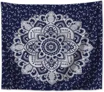Mt majami sieninis gobelenas mandala indian 200 x 150 cm mėlynas poliesterinis sieninis rank&scaron;luostis gobelenas hipi retro