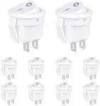 Vexunga Mini svirtinis jungiklis apvalus 2 kontaktų svirtinis jungiklis įjungimo/i&scaron;jungimo 3a 250v Ac 6a 125v 15mm įmontuotas jungiklis mažas užrakinamas su savaiminiu užsirakinimu baltas kvadratinis (10 vnt.)