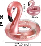 Pripučiamas flamingas baseinui su gėrimų laikikliu rinkinys, eleganti&scaron;kas vinilinis plaukiojantis žaislas su blizgučiais, vandens poilsio gultas su plaukiojančiais padėkliukais vaikams, 2 vnt.
