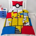 Character World Pokemon Pikachu patalynės komplektas 135 x 200 cm + 80 x 80 cm, voki&scaron;kas dydis, 100% medvilnė, 2 dalių, paaugliams ir vaikams