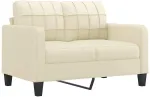 Fotelis Dvivietė sofa, kreminės spalvos, 120cm, dirbtinė oda