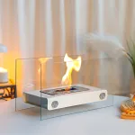 Pastatomas biokaminas stiklinis juodas arba baltas Tornado Flame